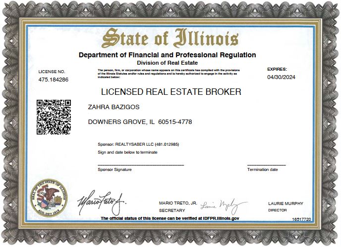 Zahara Bazigos Broker License